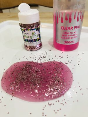 Coloured Clear PVA Glue Slime – My Three Little Strawberries